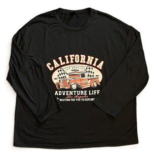 SHEIN WOMENS TOP Size Large BLACK w/CALIFORNIA Decal LONG SLEEVES  1043AT